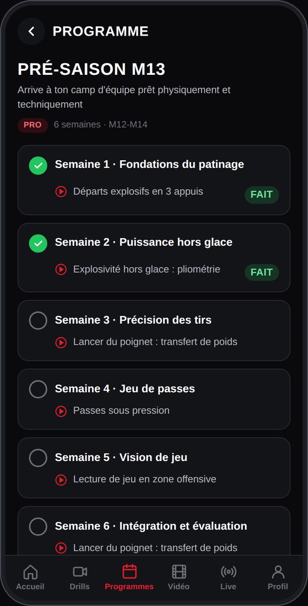 Programme semaine par semaine